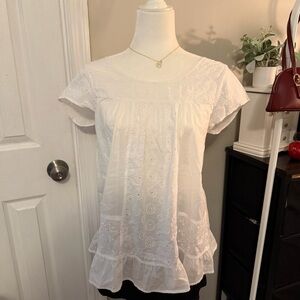 Harve Benard White Eyelet Blouse